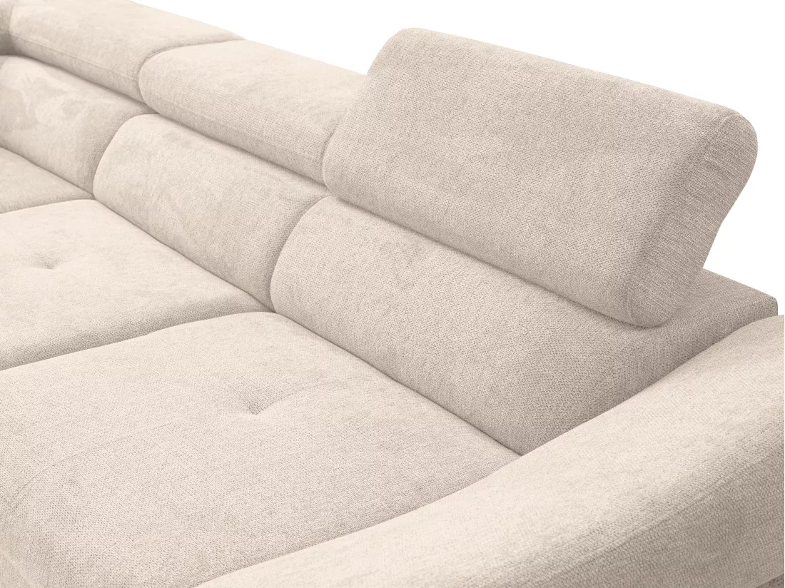 Canapé d'angle gauche convertible en tissu texturé beige DALIAS
