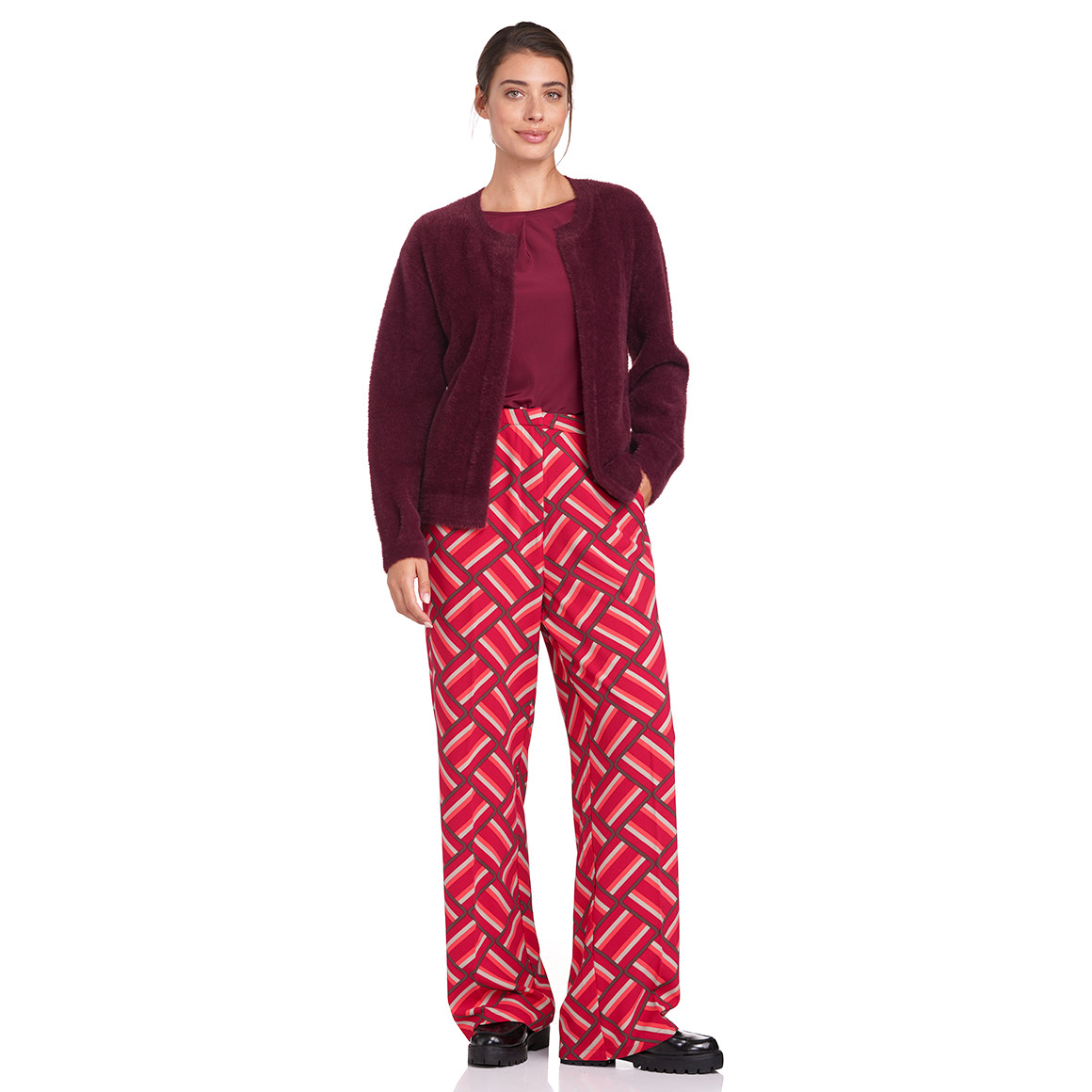 Gina Benotti Damen Strickjacke weinrot