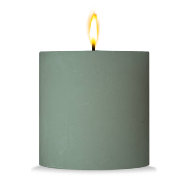 Blokker Rustieke Cilinderkaars - 10x10 cm - Kiezelgroen
