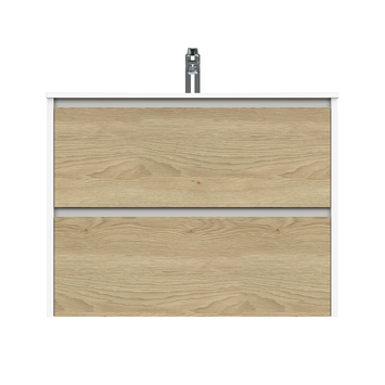 Tiger Reverse Meubelset 80 cm met 2 lades Naturel eik / Mat wit inclusief Oval wastafel Mat wit
