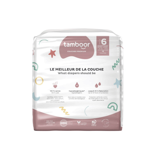 Couche Premium T6 XL (+16kg) - x18 - Ecru