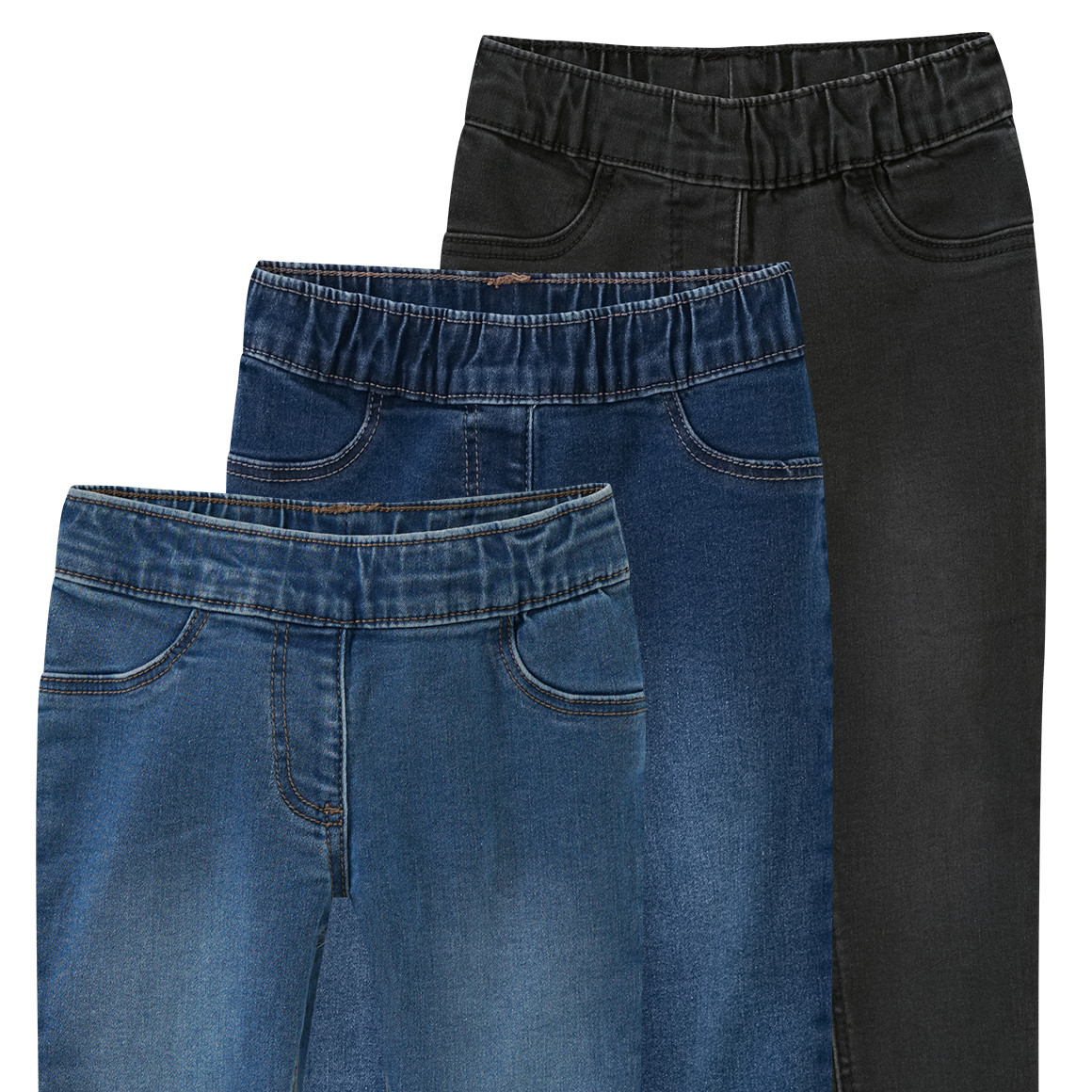 Famy 3 Mädchen Jeggings mit Stretch-Bund hellblau / dunkelblau / dunkelgrau