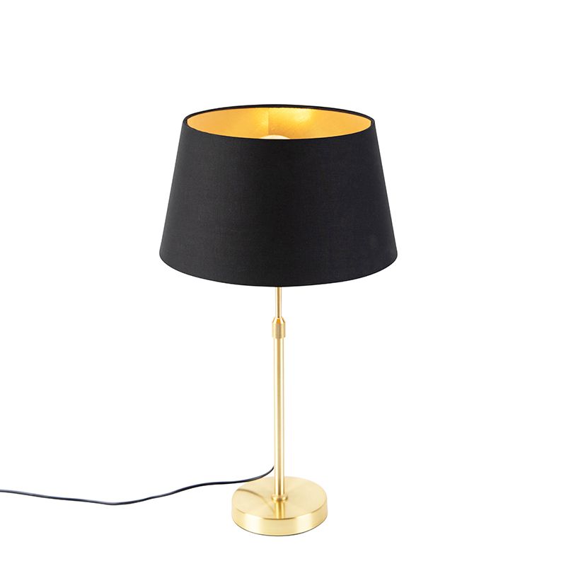 Tafellamp goud/messing met kap zwart met goud 32 cm - Parte
