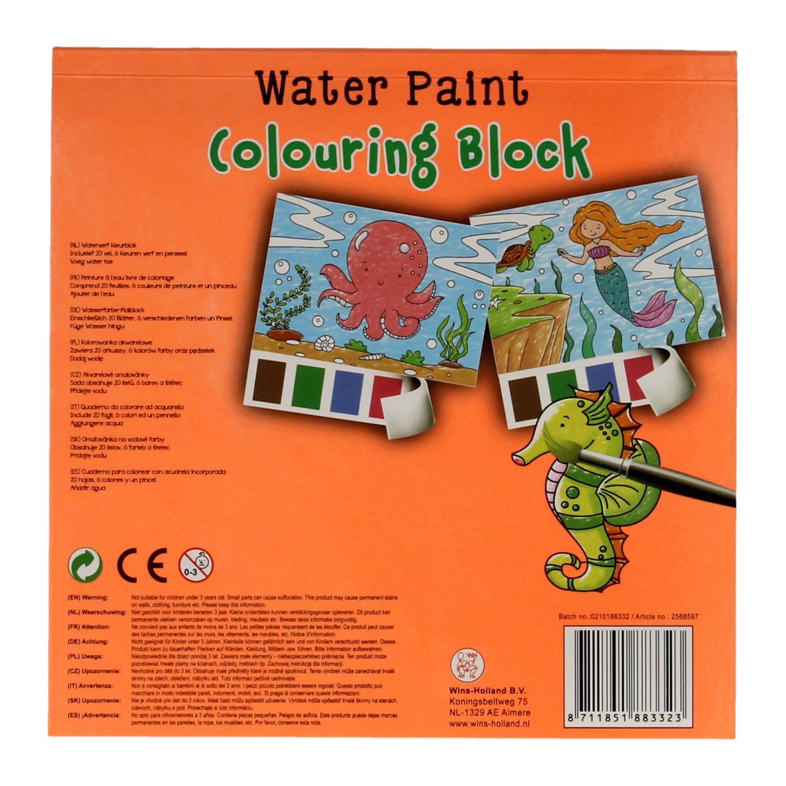 Waterverfkleurboek Set Zeedieren