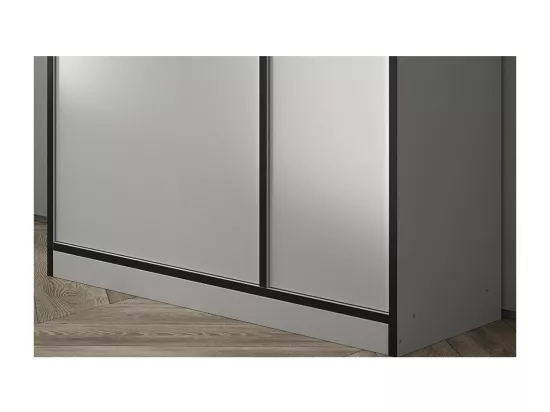 Armoire de cuisine TRUDI – Blanc et gris – Rangement fonctionnel et design – 90 cm