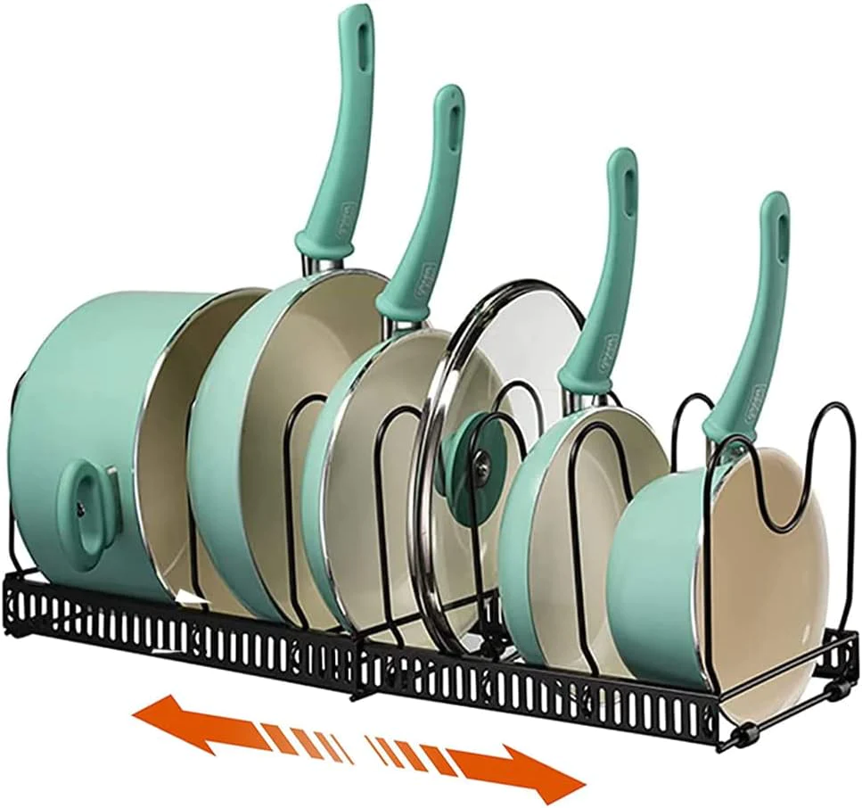Porte Casseroles 2 en 1 avec 7 Compartiments Réglables pour Casseroles