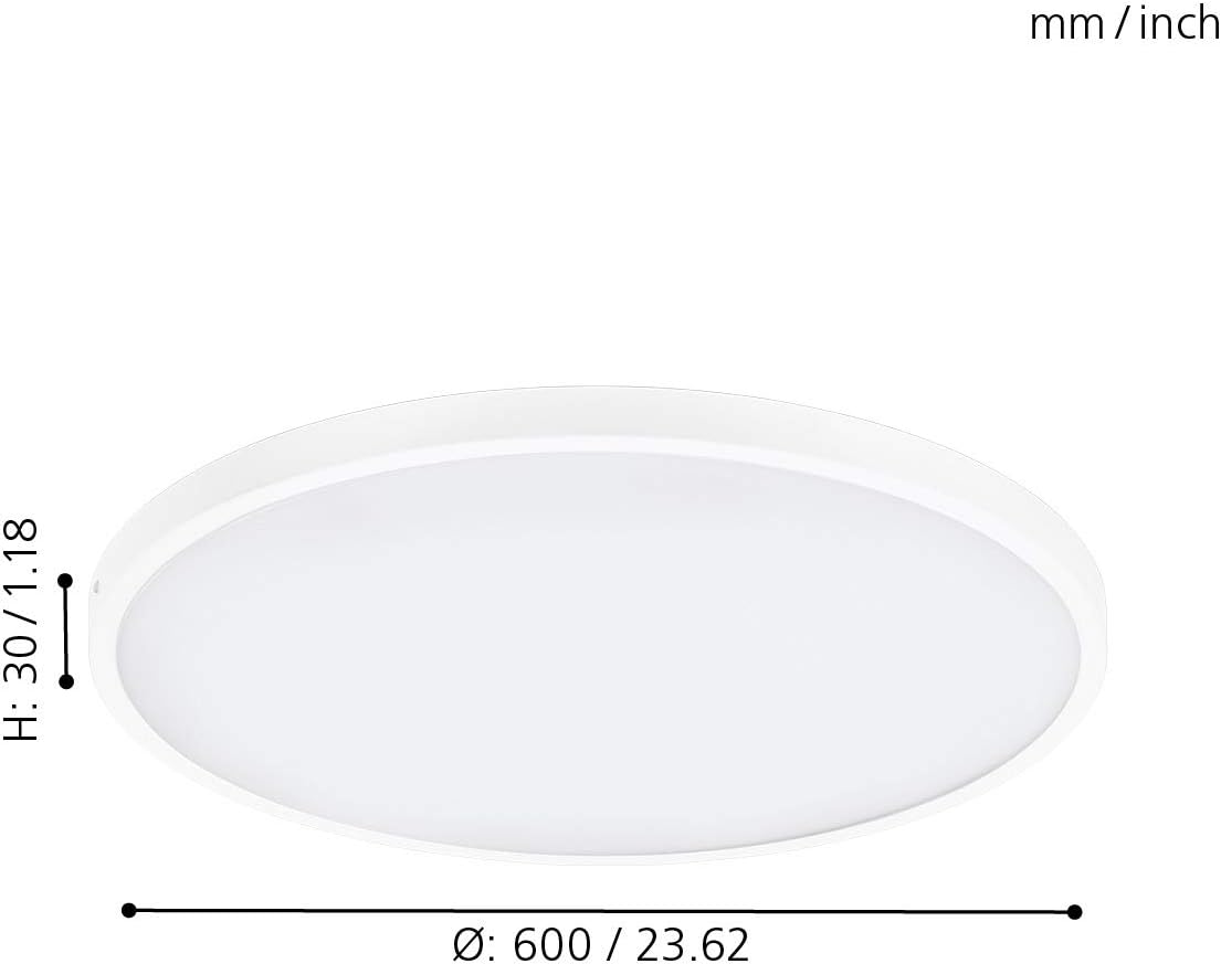 EGLO LED Deckenleuchte Fueva 1, 1 flammige Deckenlampe, Material: Aluminium, Kunststoff, Farbe: Weiß, Ø: 60 cm, warmweiß