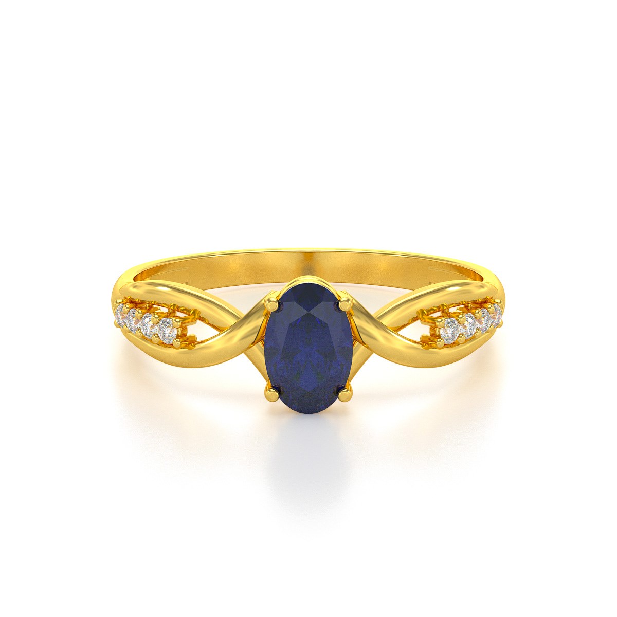 Bague ADEN Or 585 Jaune Saphir et diamants 1.32grs