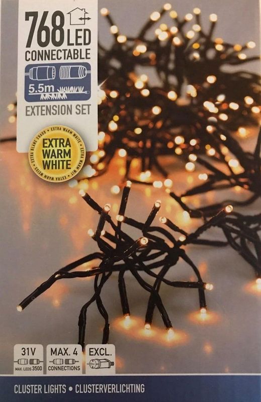 Koppelbare Clusterverlichting - 768 LED - 5.5m - extra warm wit