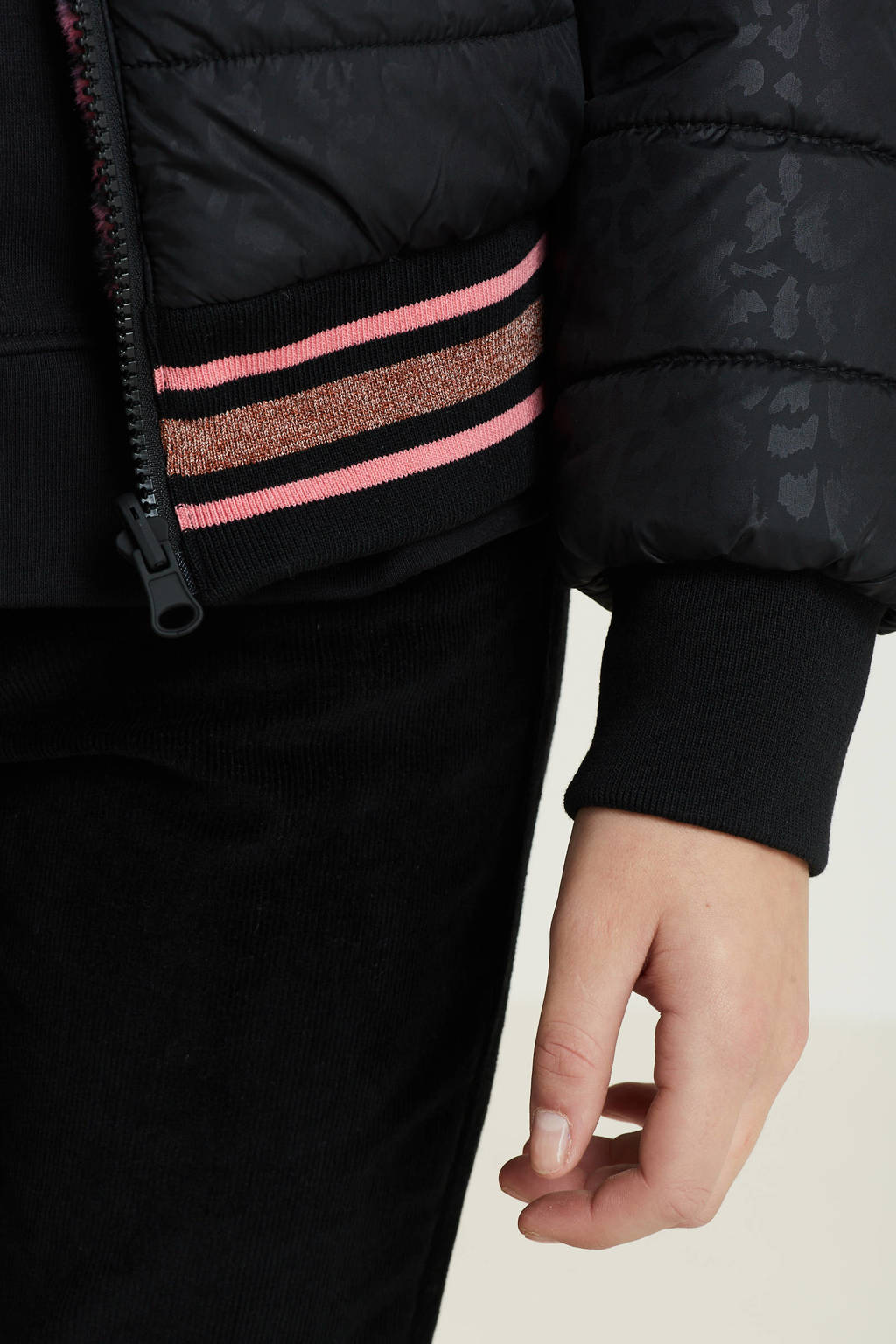 anytime reversible winterjas roze/zwart