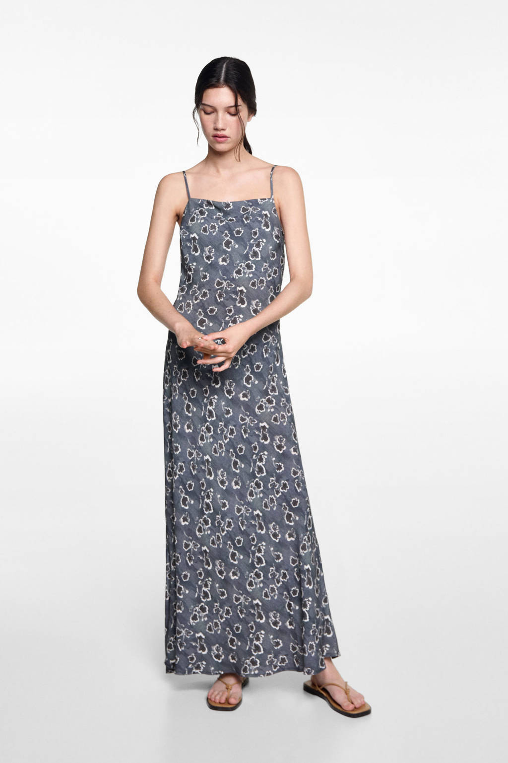 MANGO TEEN gebloemde maxi jurk donkergrijs