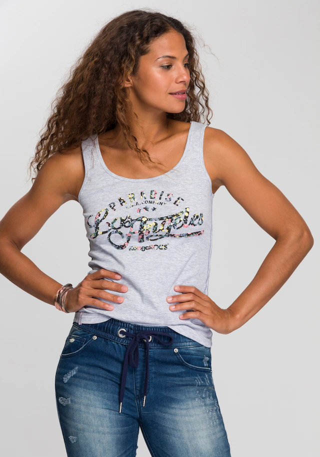 KangaROOS Tanktop , mit blumigem Puff-Print