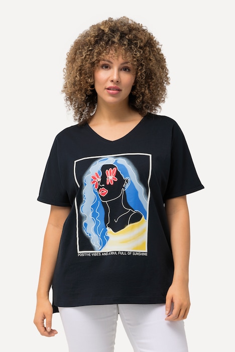 T-Shirt, Lady-Motiv, Oversized, Rundhals, Halbarm