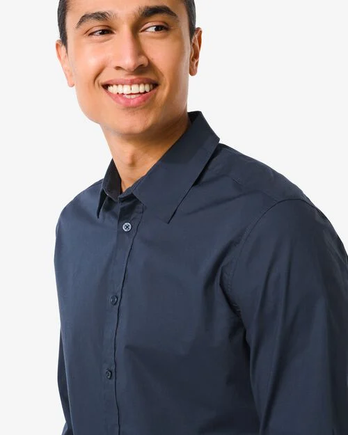 chemise homme coton bleu foncé