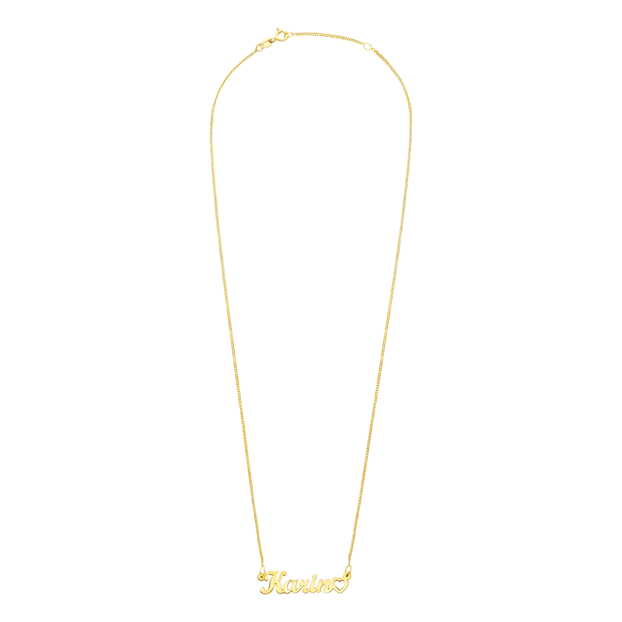 Zilveren gold plated naamketting met hart