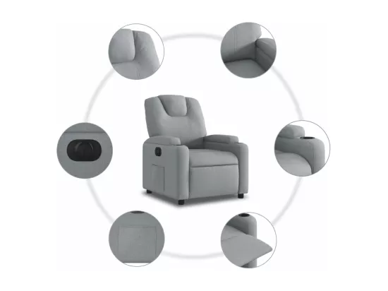 Fauteuil inclinable électrique Gris clair Tissu