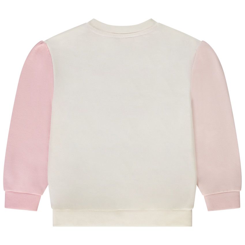 Sweat effet color block avec broderie pour fille - Rose