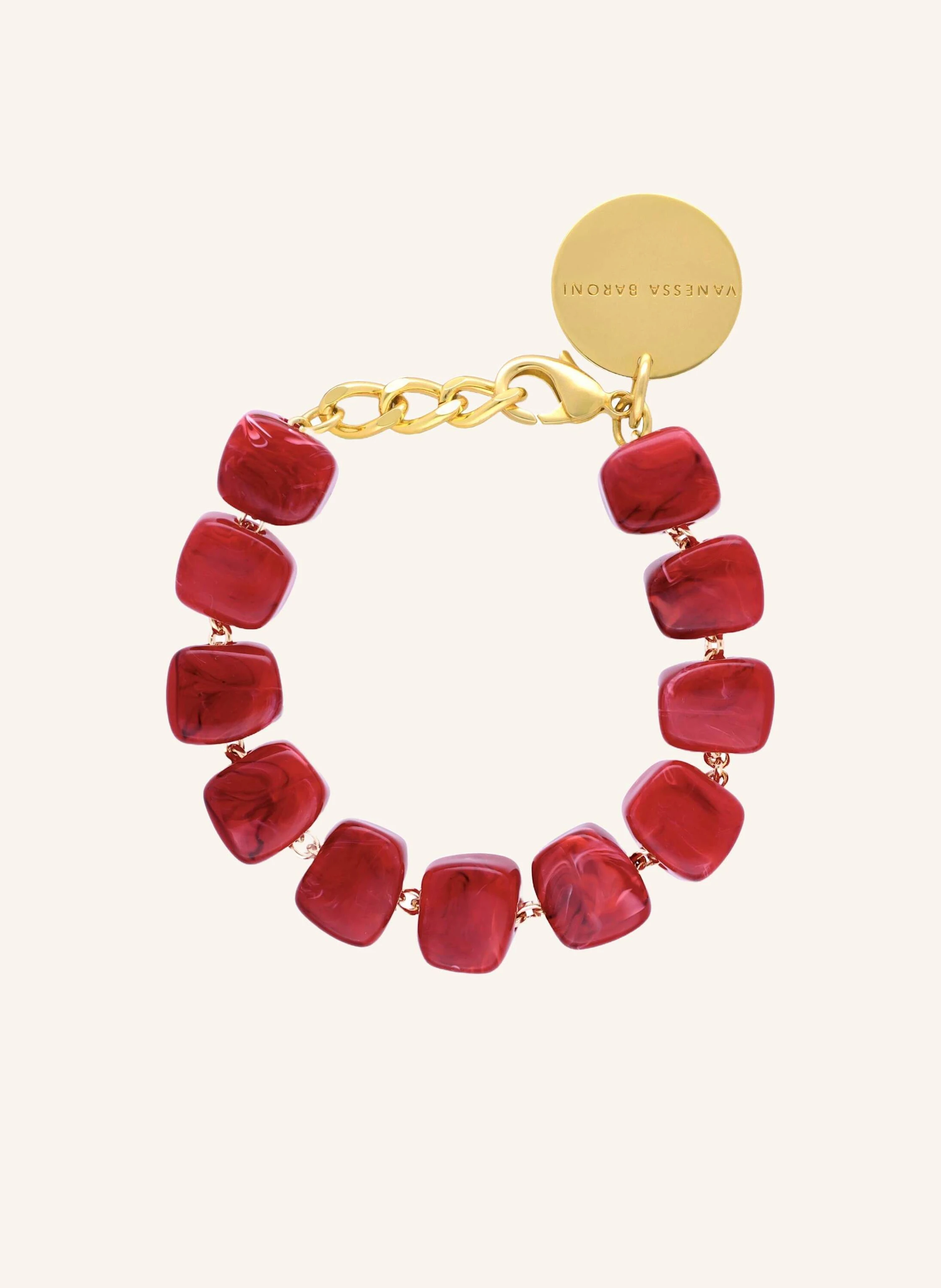 VANESSA BARONI Armband MINI ORGANIC SHAPED BRACELET RED MARBLE by GLAMBOU