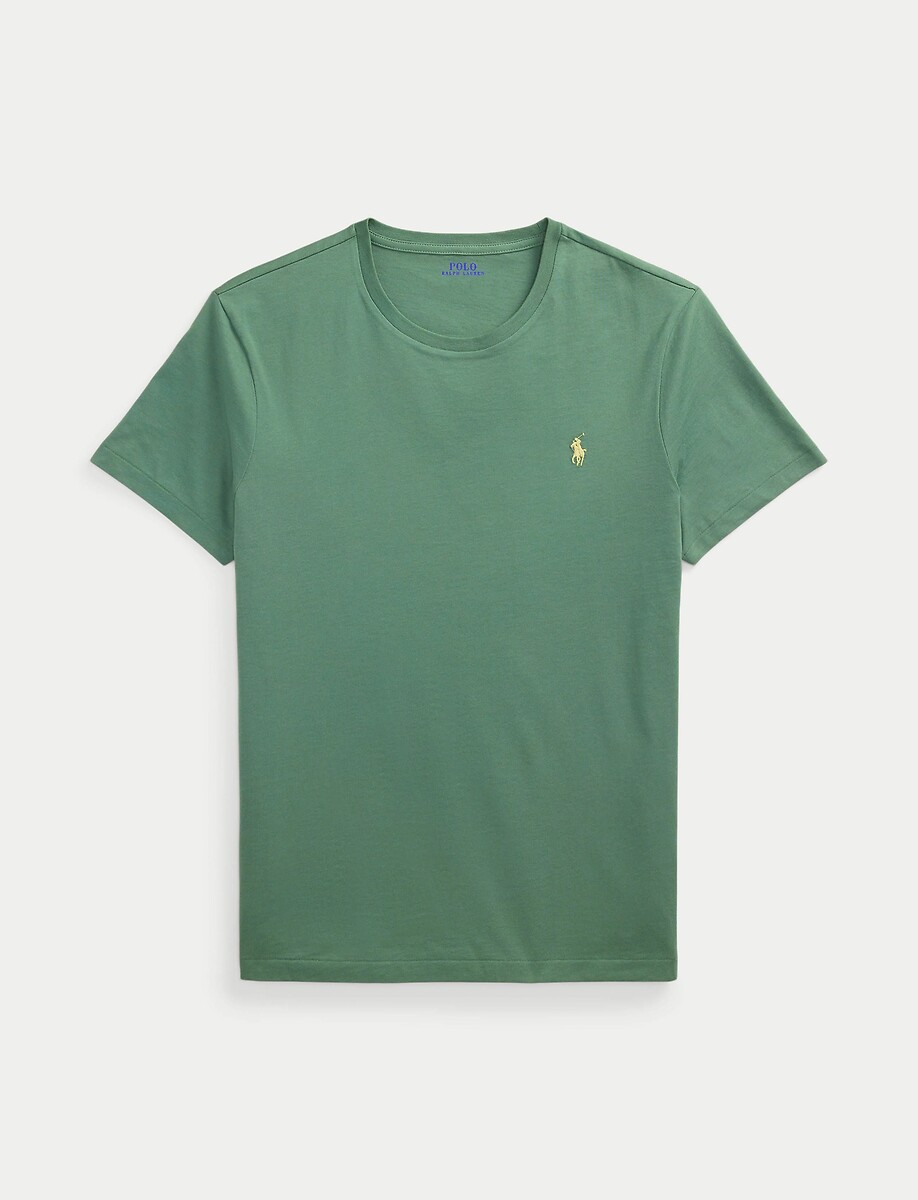 POLO RALPH LAUREN<br>Camiseta lisa de malha fina com logotipo bordado