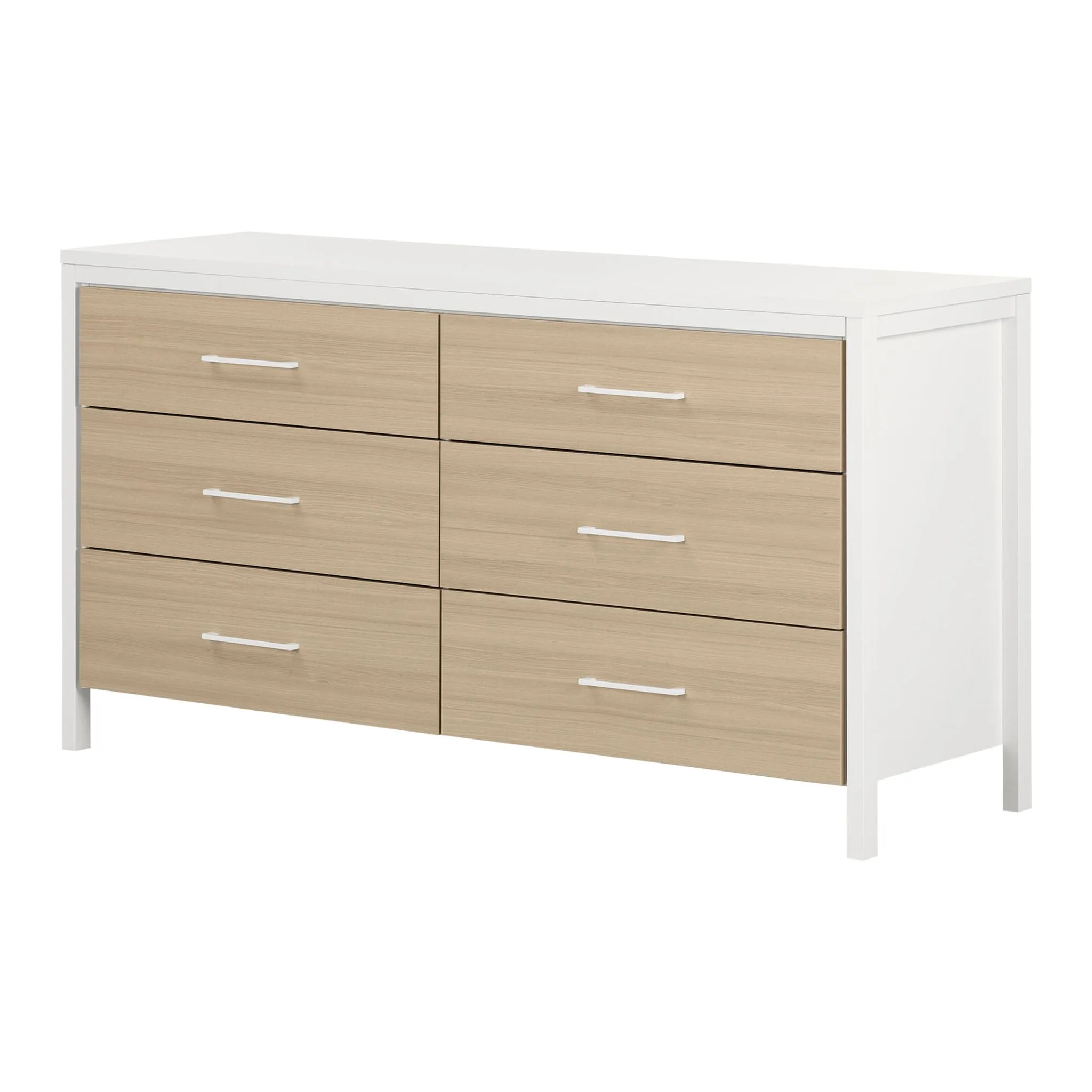 South Shore Bureau double 6 Tiroirs - Munich Blanc et Orme Naturel