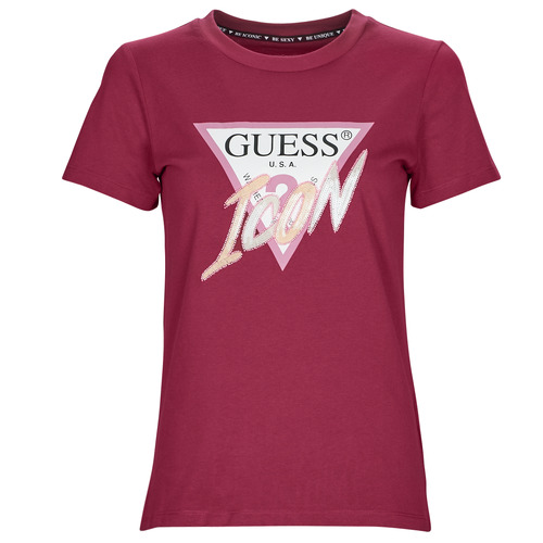 Guess - SS CN ICON TEE - Bordeaux