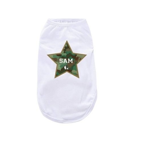 Camiseta personalizada com estrela para cães, branca