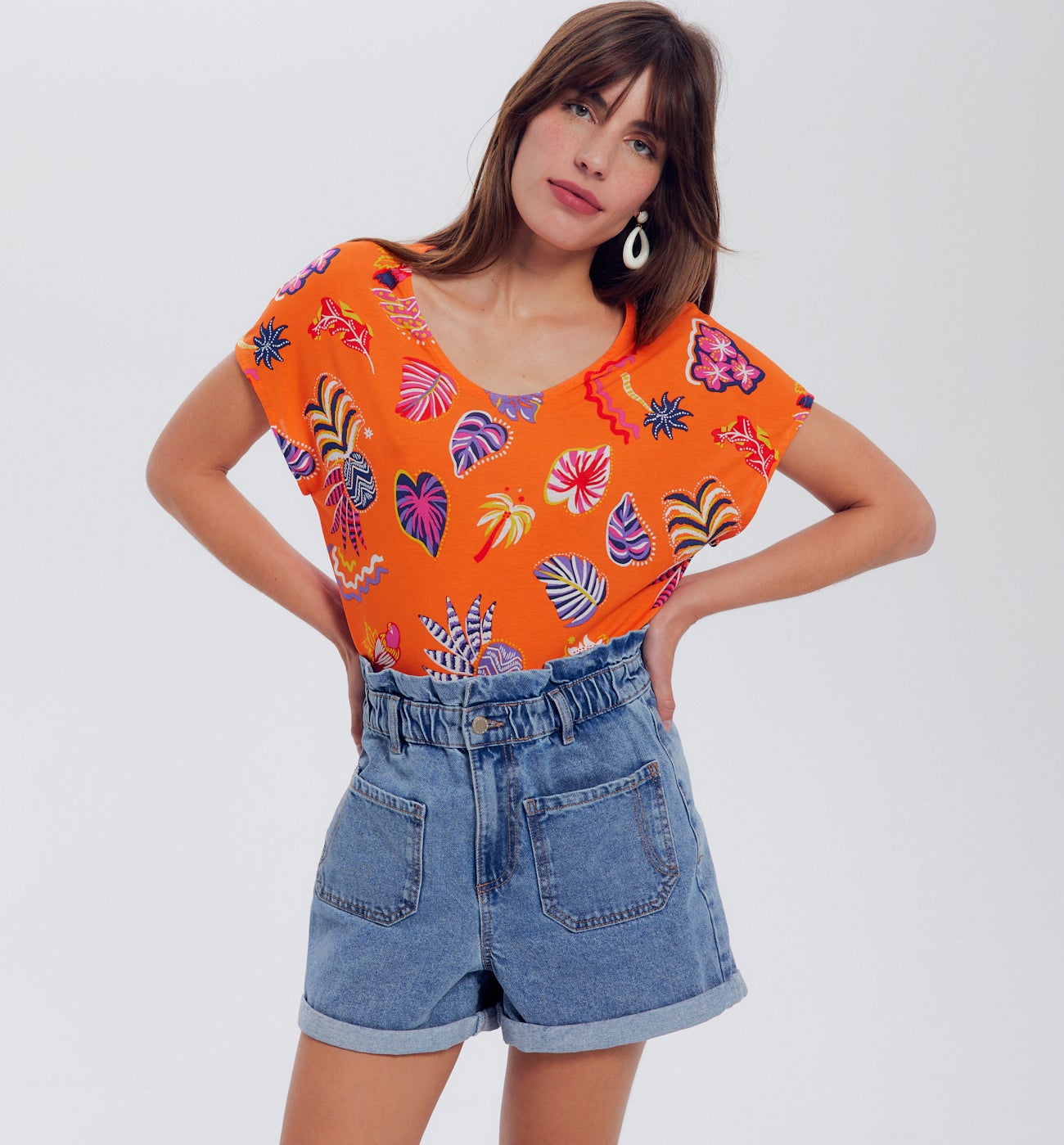 T-shirt imprimé Femme - Imprimé orange