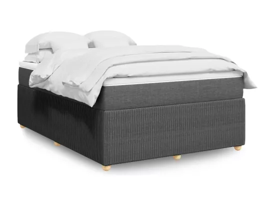 Sommier à lattes de lit avec matelas Gris foncé 160x200cm Tissu