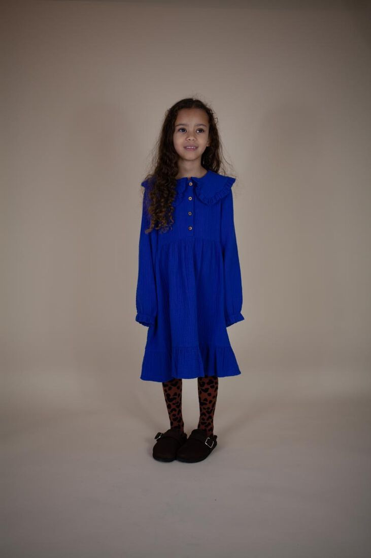 DAILY BRAT blauwe daily brat mini jurk fallon dress winter night