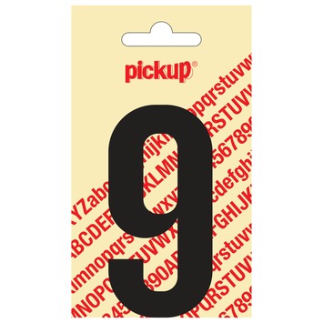 Pickup plakcijfer 9 zwart mat 90 mm