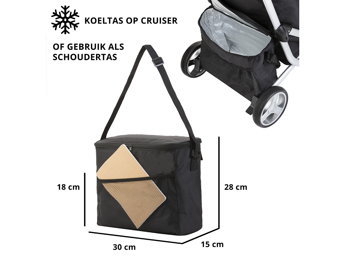 Cruiser 3-Wheel 58 liter boodschappentrolley met koeltas