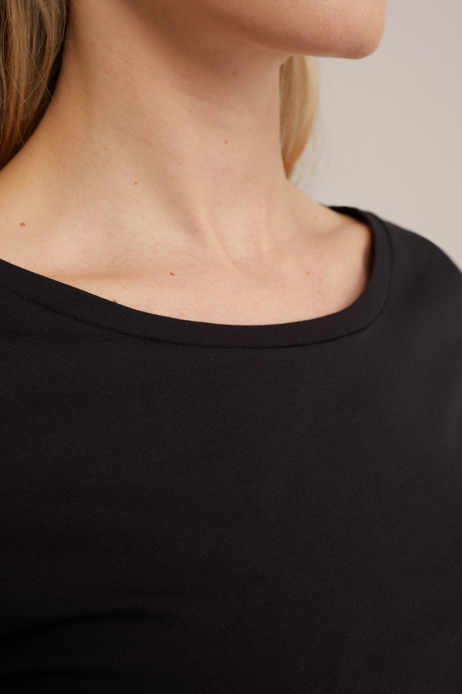 T-shirt met driekwart mouwen WE Fashion Zwart