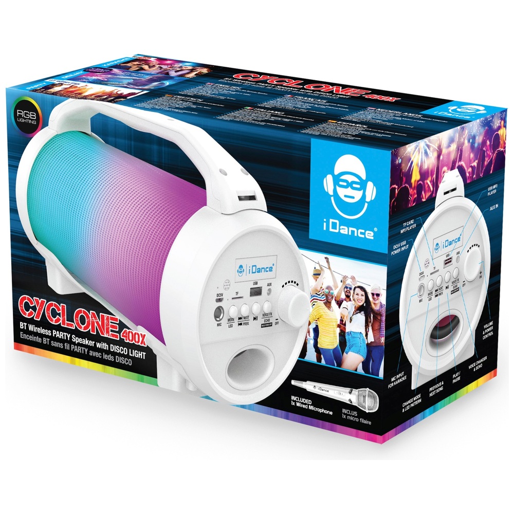 iDance Cyclone 400x Bluetooth-Partylautsprecher mit Discolichtern