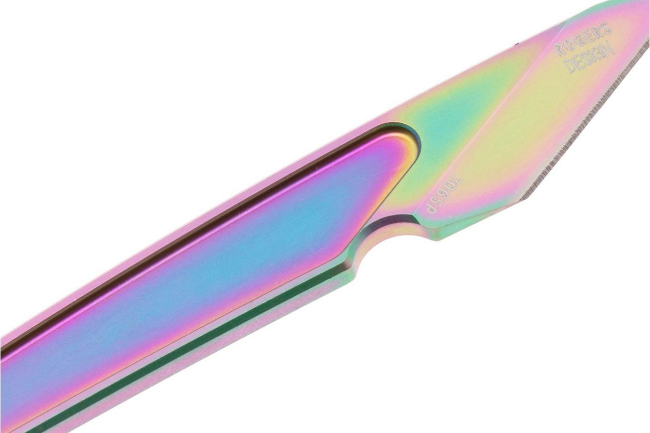 CRKT HangTi Kiridashi 7065P Iridescent Titanium Nitride Titanium, nekmes, Richard Rogers design