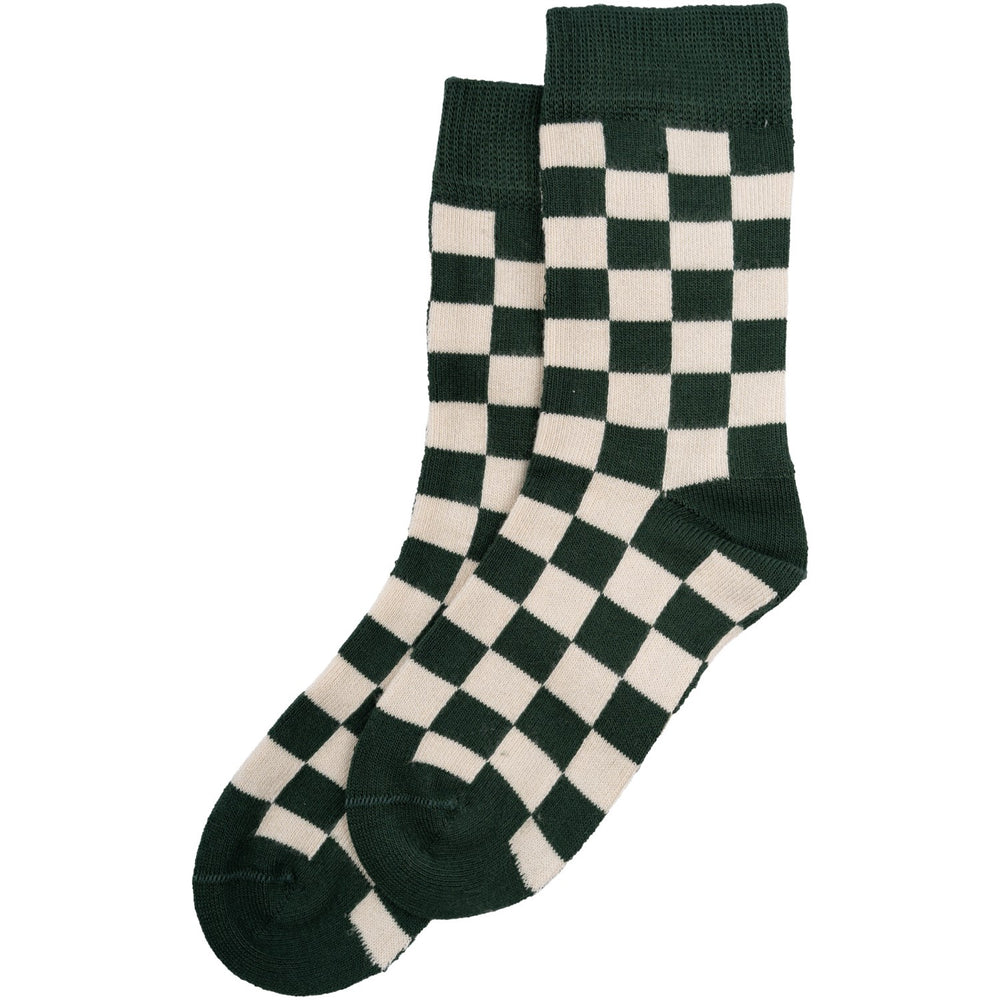 Køb minipop® Emerald Green/Off White Bambus Strømper Check
