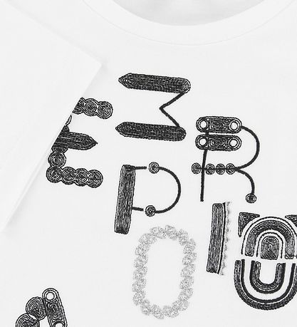 Emporio Armani T-Shirt - Weiß m. Strickerei