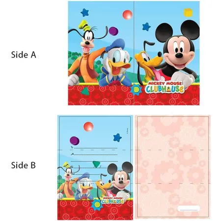 Procos 81513 6 Einladungskarten Mickey Mouse Clubhouse mit Umschlag
