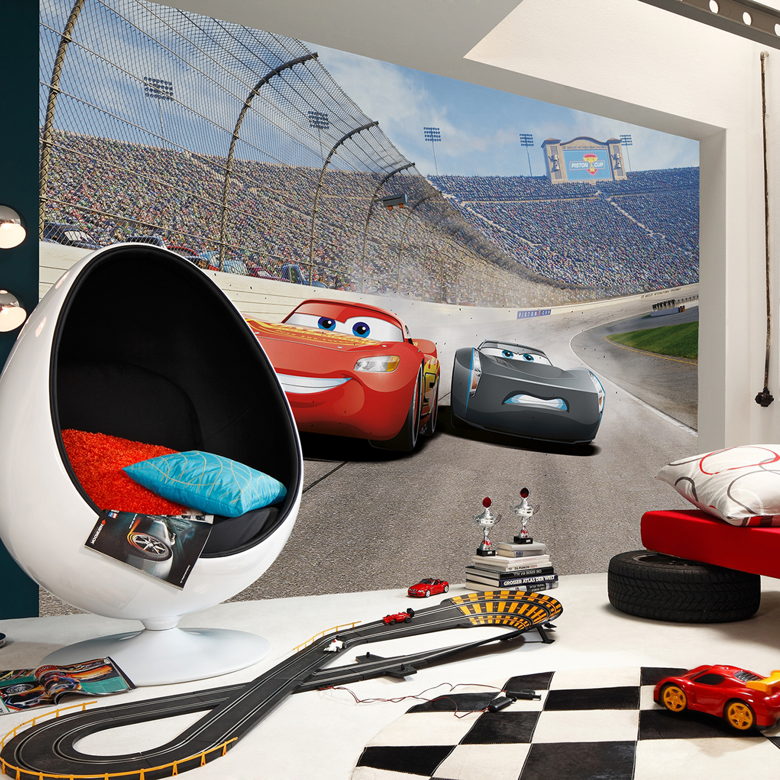 Papier-Fototapete CARS 3 CURVE - bunt - 368x254 cm