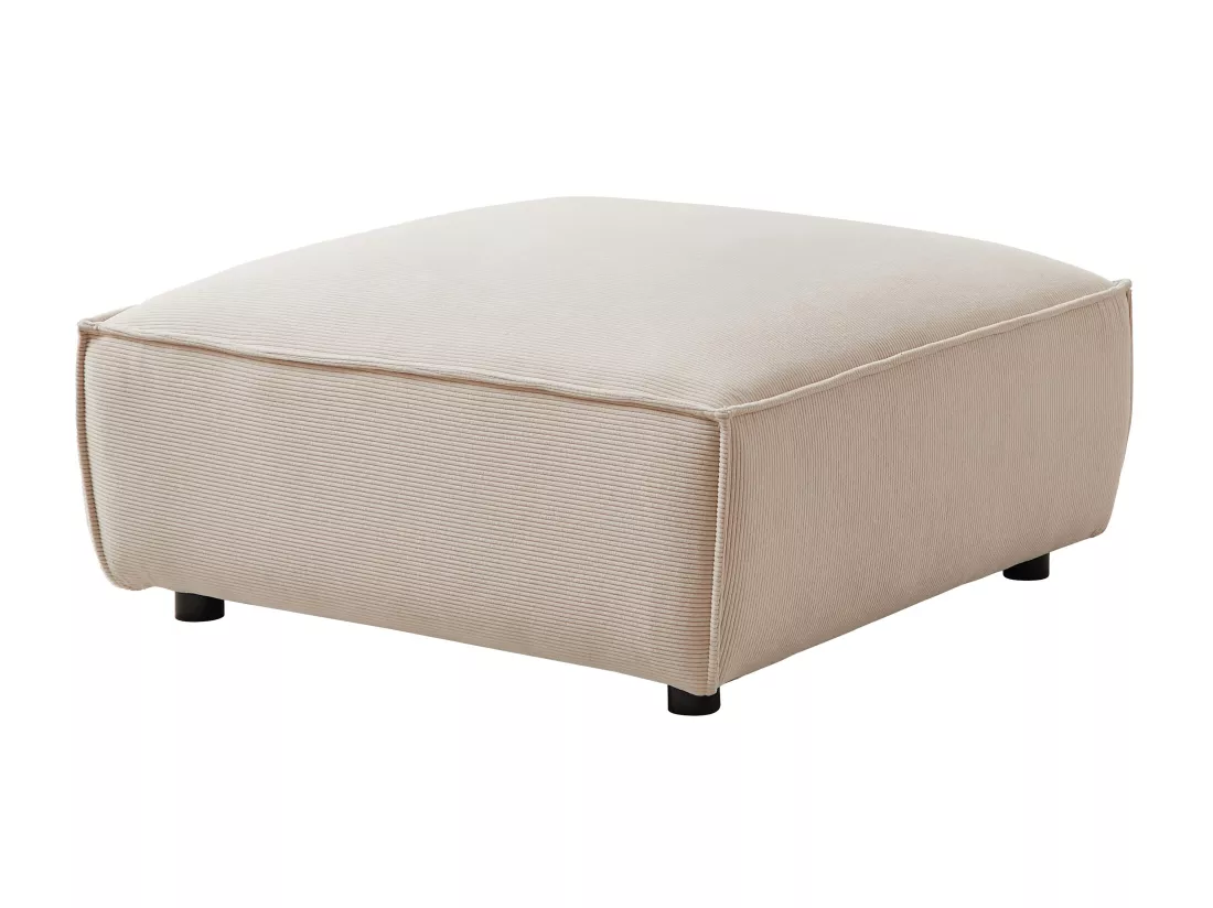 Grand canapé d'angle droit et pouf en velours côtelé beige BORORE de Pascal Morabito