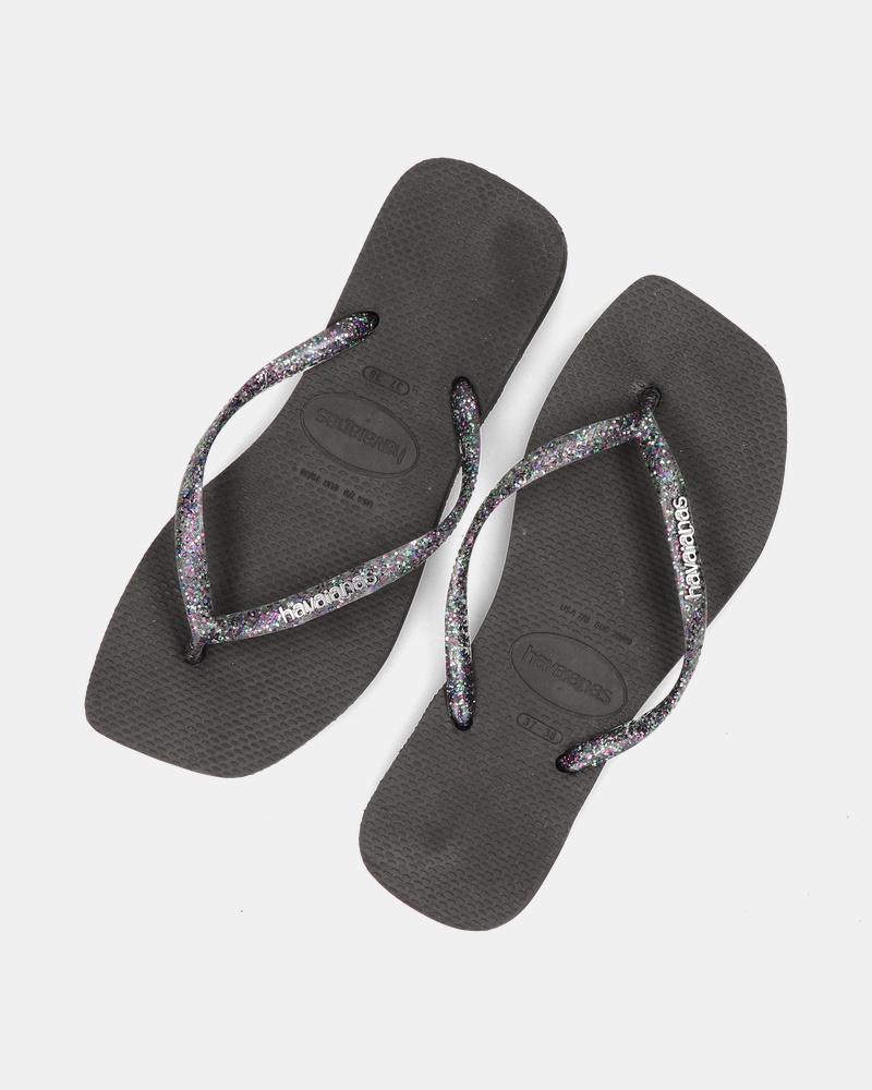 Havaianas Square Logo Metallic Slippers  - zwart