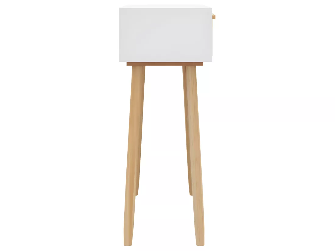Table console Blanc 80x30x75 cm Bois massif pin /rotin naturel