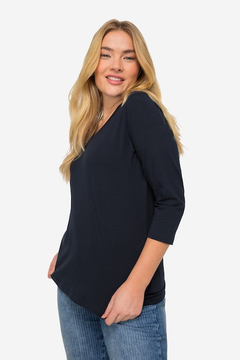 Basic-Shirt, V-Ausschnitt, 3/4-Arm, OEKO-TEX Made in Green