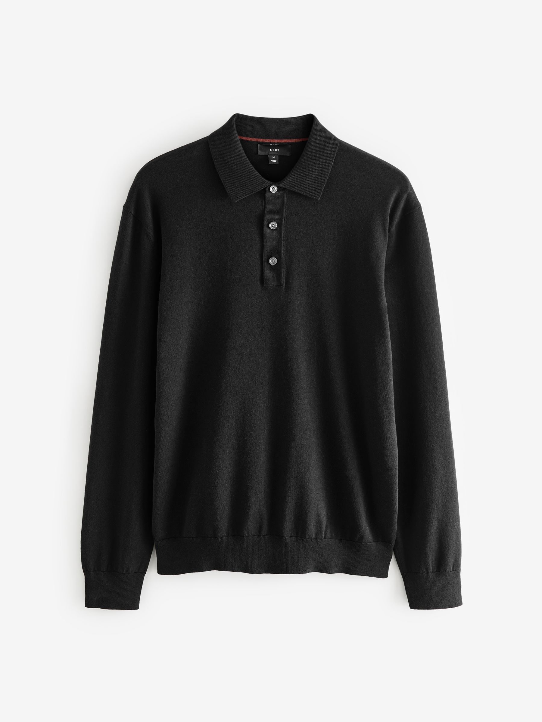 Zwart/marineblauw - Gebreide poloshirts met lange mouwen 2 -pack