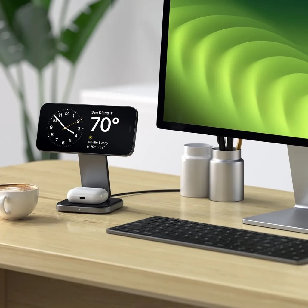 (15W) 2in1 MagSafe Ladegerät Qi2 Wireless Charger für Apple iPhone / Apple Airpods Ladestation (ST-Q21FM) - Space Gray