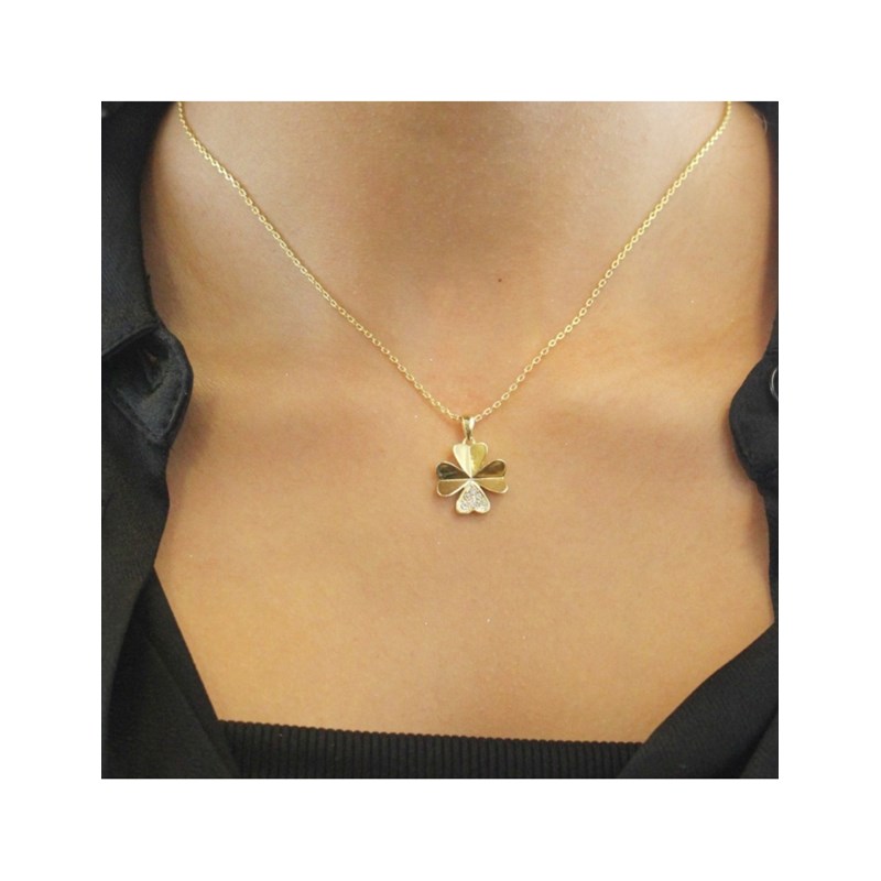 Pendentifs Clover Petal - Doré et Cristal
