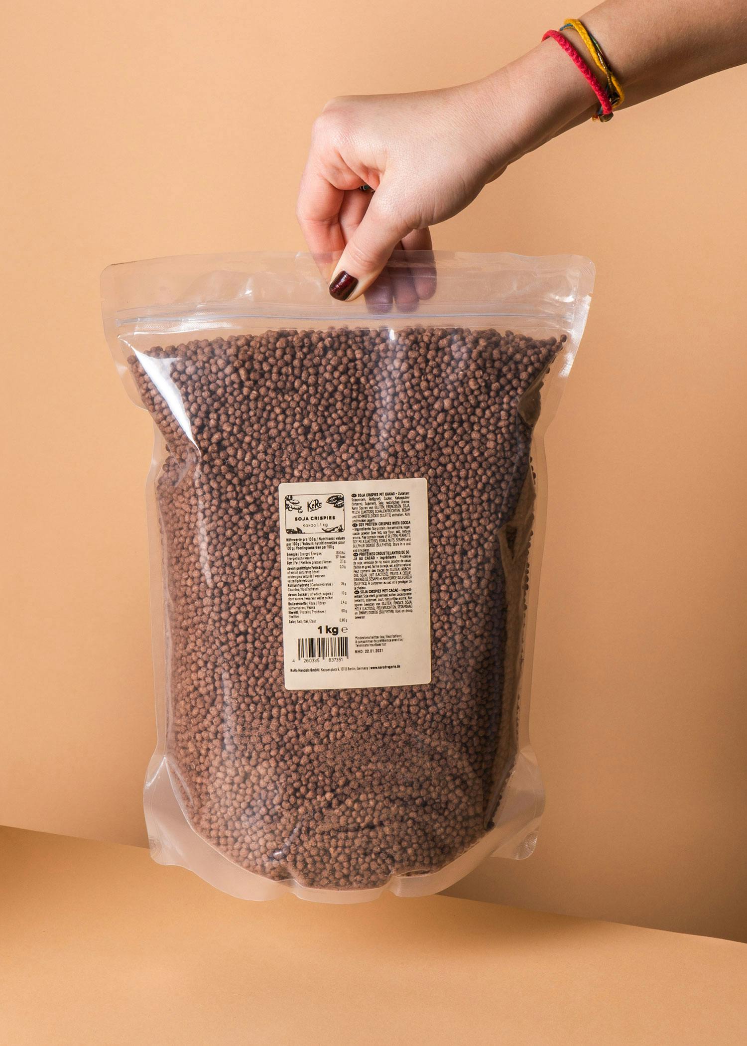 Soja Protein Crispies mit Kakao und 58 % Protein 1 kg