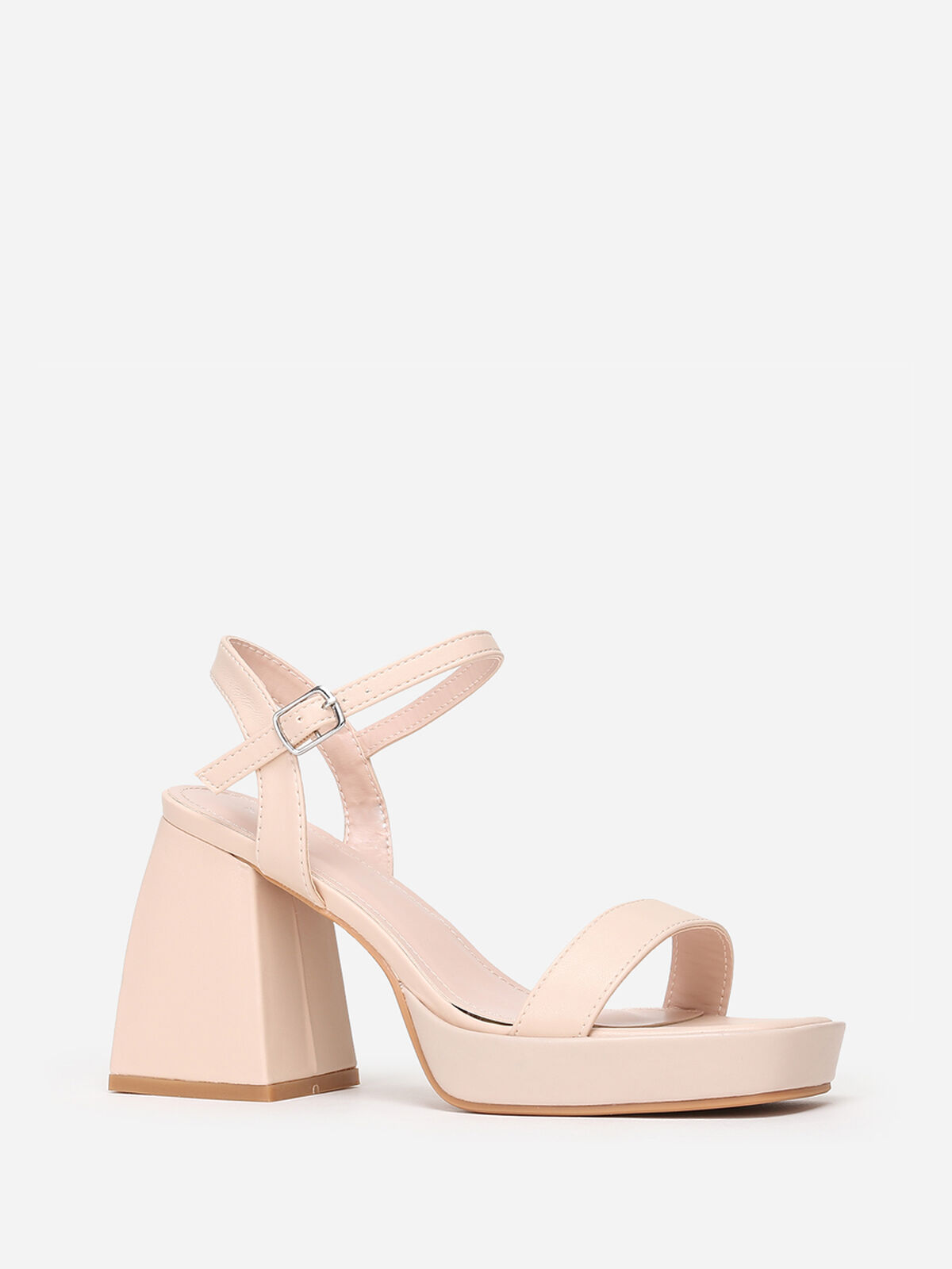 Sandales à talon trapèze- Beige