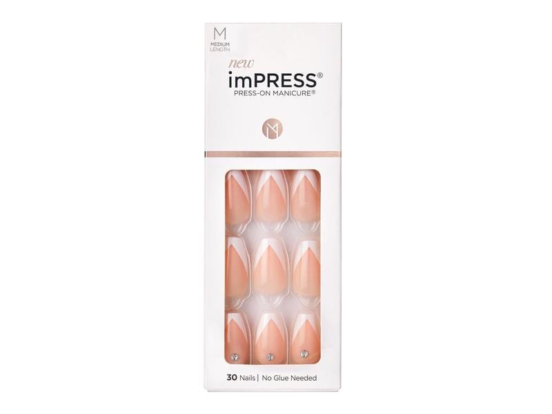 Kiss Kunstfingernagel-Set ImPress Medium So French 30 Stück Kunstnägel Set selbstklebend