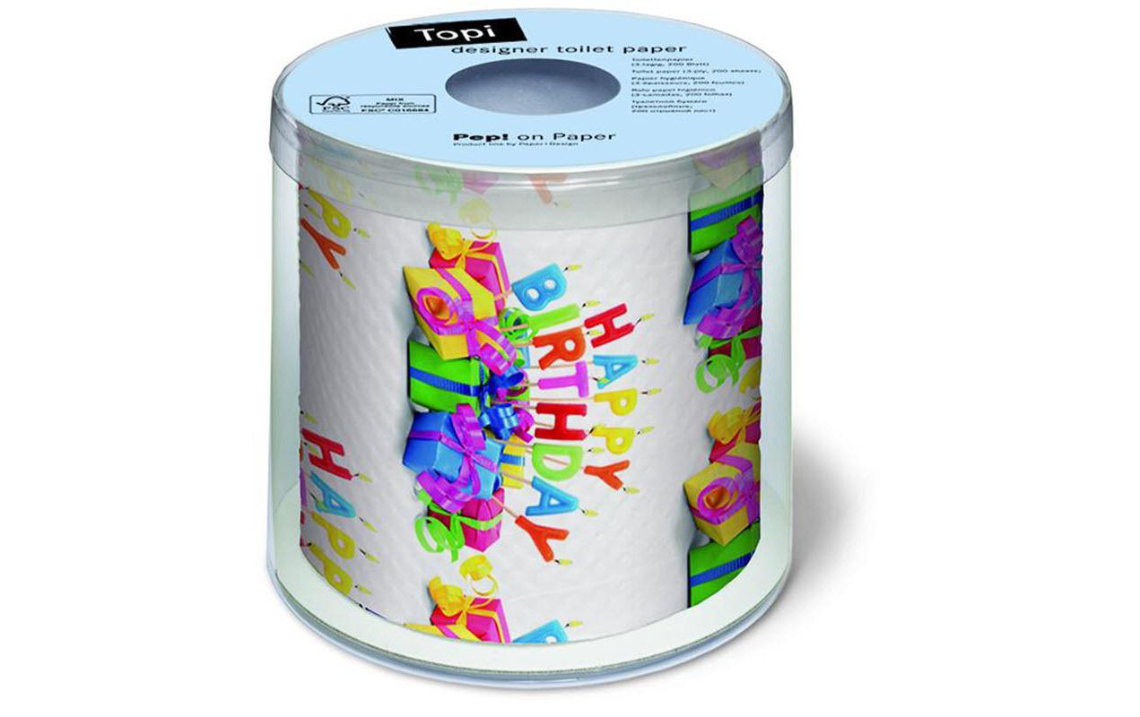 Toilettenpapier Happy B-day 1 Rollen, 3-lagig, MehrfarbigWC Papier mit Geburtstagsmotiv
