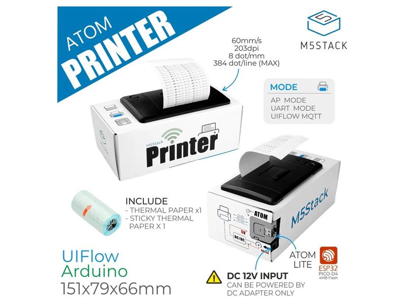 M5Stack Thermodirektdrucker Kit M5 ATOM Thermodirektdrucker mit ESP32 Atom Lite IoT controller